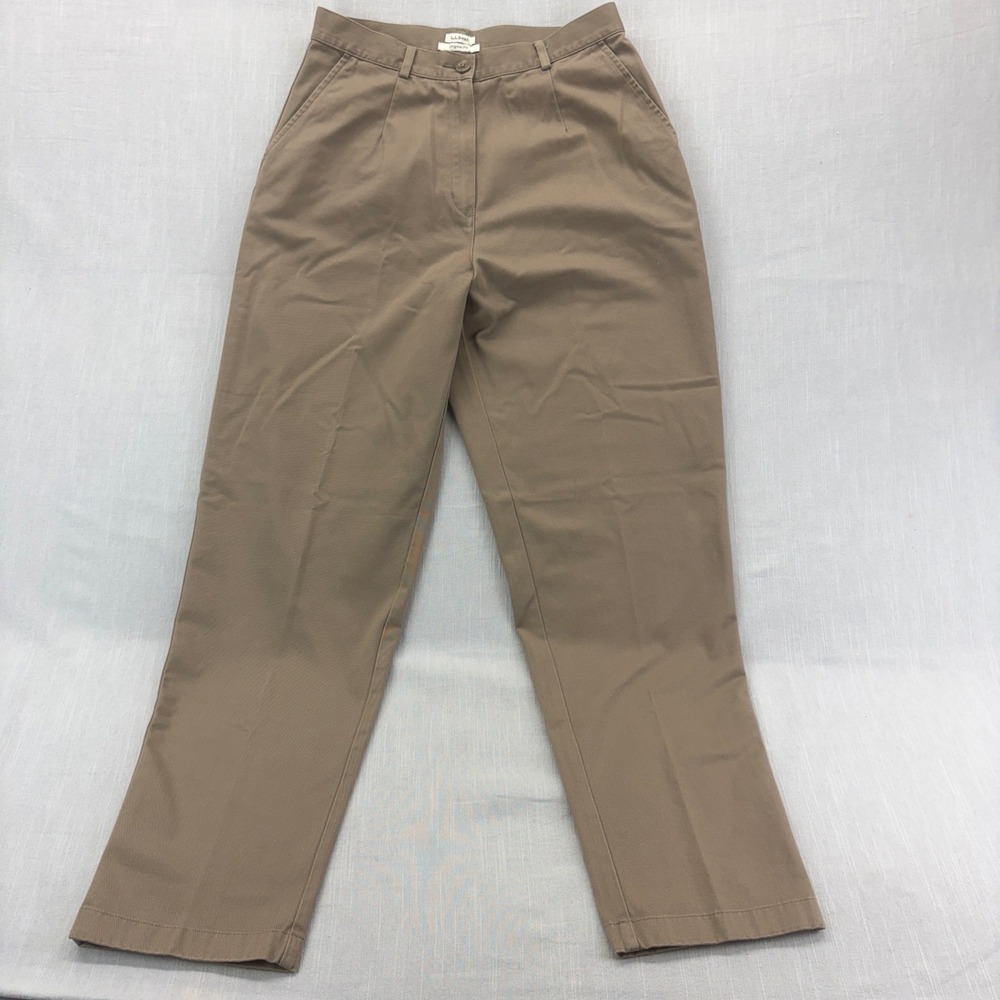 L.L. Bean Pants Womens 10 Reg Original Fit Khaki Tan Cotton Twill High Rise